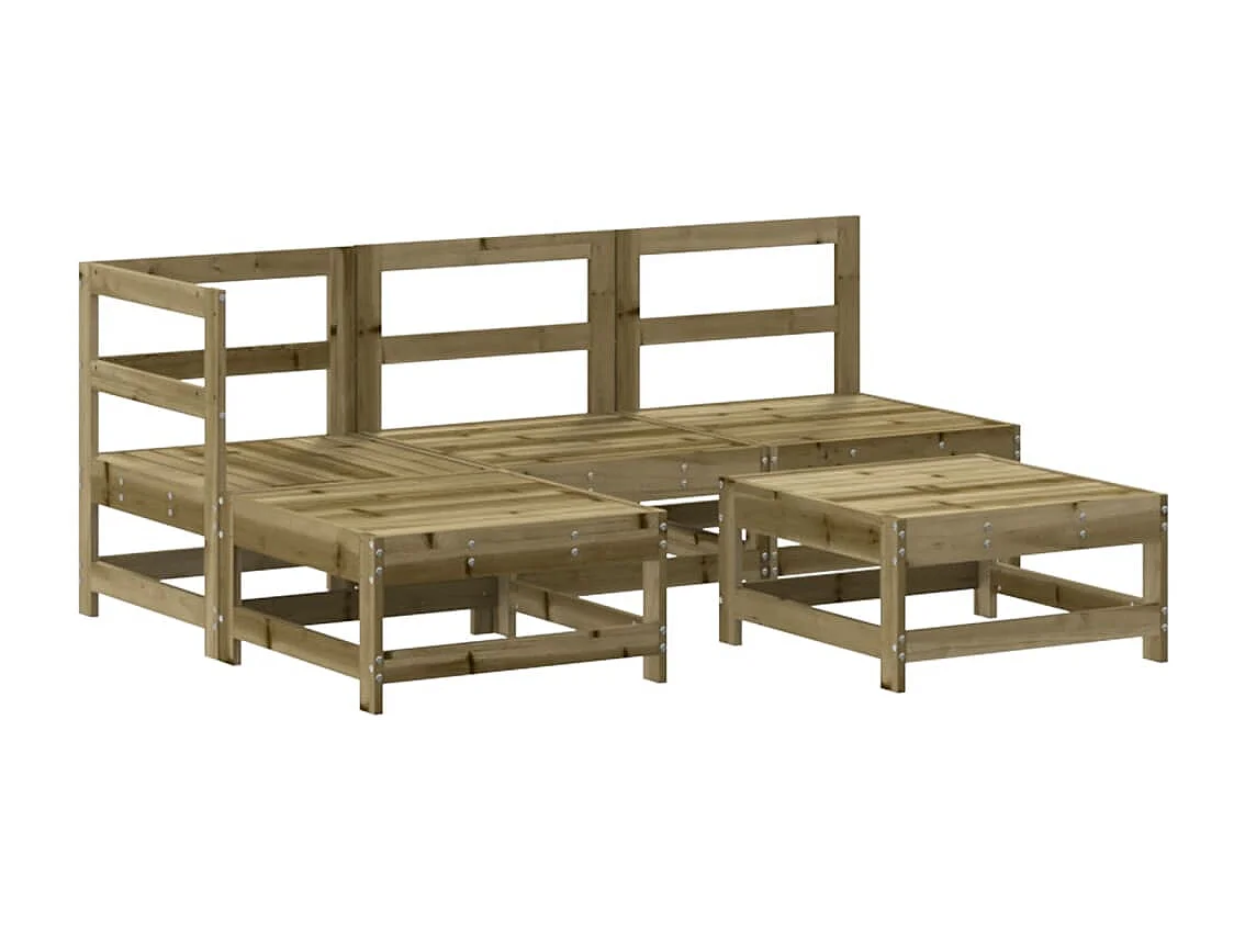 5-tlg. Garten-Sitzgruppe: Sofa + Tisch | Garten-Lounge-Set mit Kissen Imprägniertes Kiefernholz -GKD492378