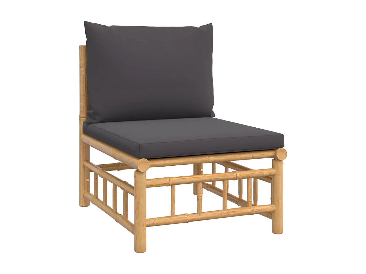 5-tlg. Garten-Sitzgruppe: Sofa + Tisch | Garten-Lounge-Set mit Dunkelgrauen Kissen Bambus -GKD960268
