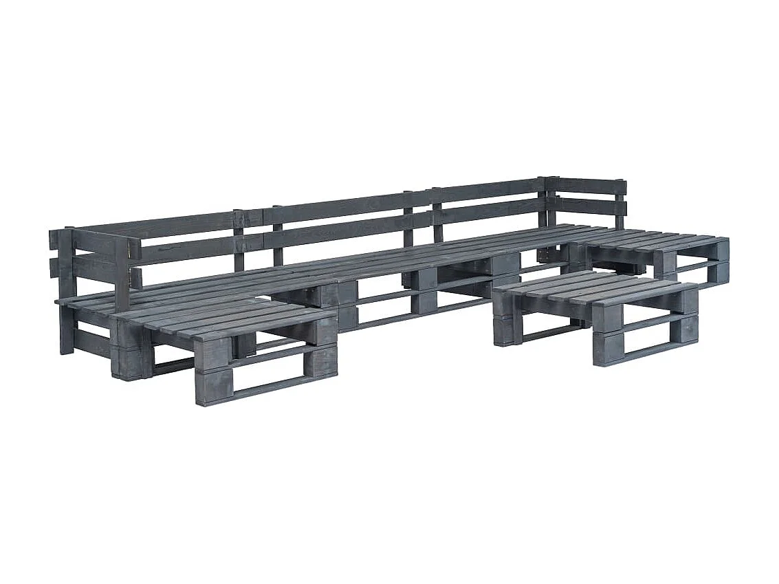 6-tlg. Garten-Sofagarnitur,Gartenmöbel-Set aus Paletten Holz Grau -gkd768264