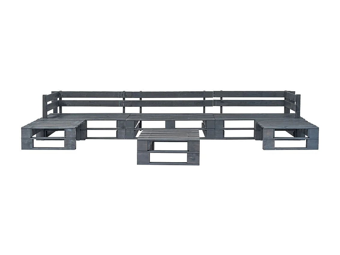 6-tlg. Garten-Sofagarnitur,Gartenmöbel-Set aus Paletten Holz Grau -gkd768264