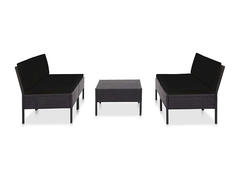 Salon de jardin 5 pcs avec coussins Résine tressée Noir BE20335