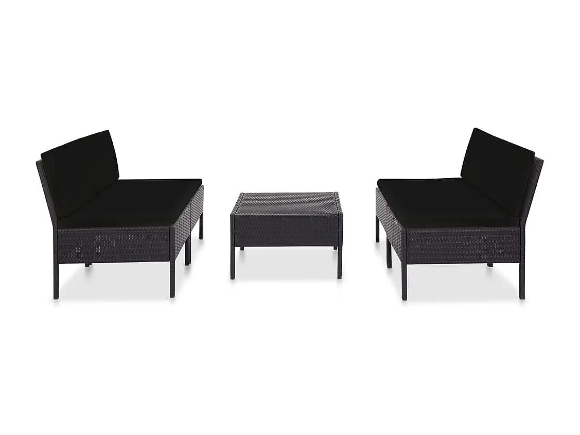 Salon de jardin 5 pcs avec coussins Résine tressée Noir BE20335