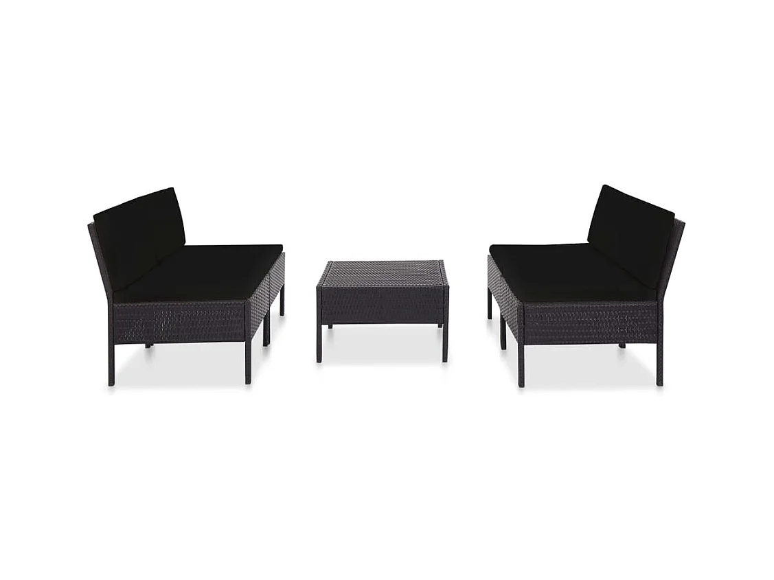 Salon de jardin 5 pcs avec coussins Résine tressée Noir BE20335