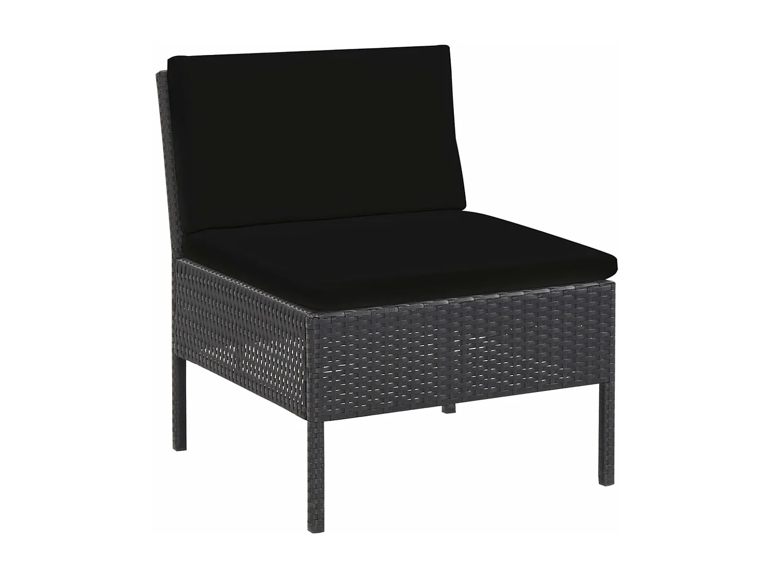 Salon de jardin 5 pcs avec coussins Résine tressée Noir BE20335