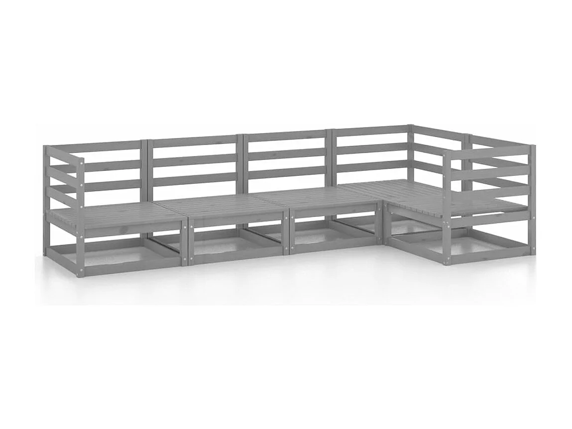 5-delige Loungeset massief grenenhout grijs NL89401