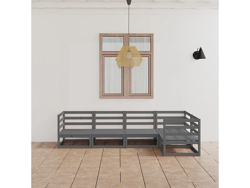 5-delige Loungeset massief grenenhout grijs NL89401