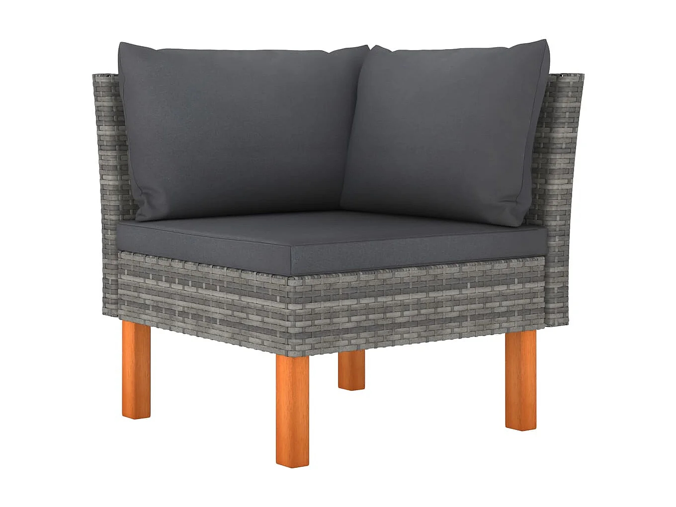 5 pcs conjunto lounge de jardim c/ almofadões vime PE cinzento PT69561