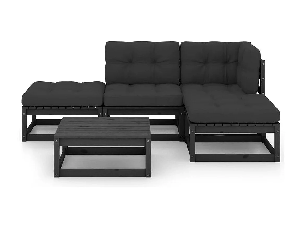 5-tlg. Garten-Sitzgruppe: Sofa + Tisch | Garten-Lounge-Set mit Kissen Massivholz Kiefer -GKD295784