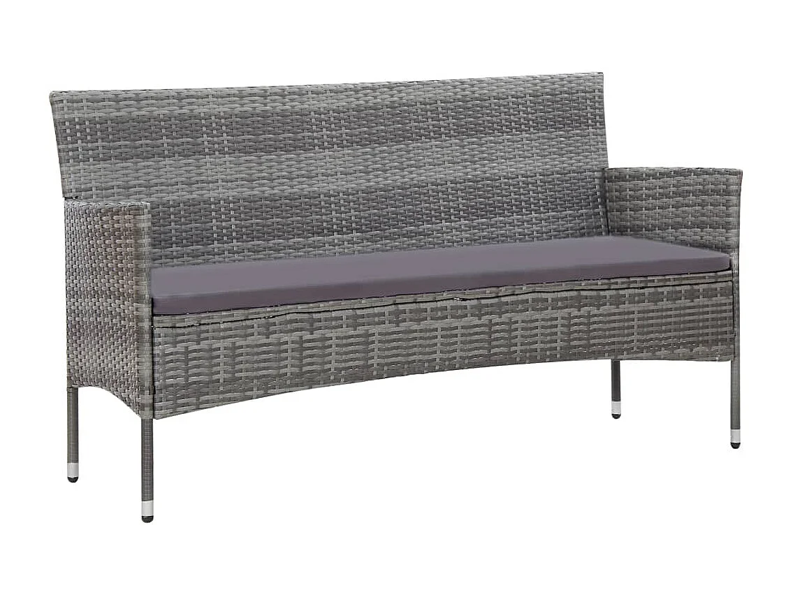 5-tlg. Garten-Sitzgruppe: Sofa + Tisch | Garten-Lounge-Set mit Auflagen Poly Rattan Grau -GKD858213