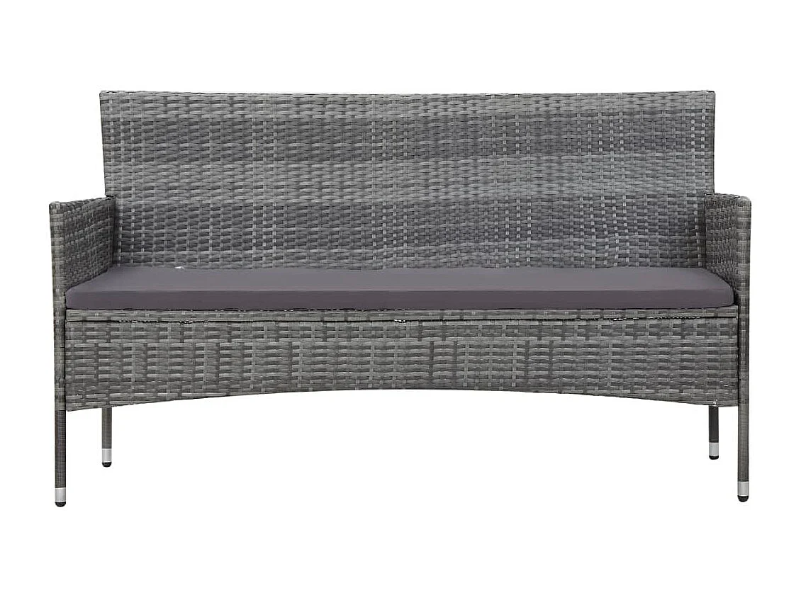 5-tlg. Garten-Sitzgruppe: Sofa + Tisch | Garten-Lounge-Set mit Auflagen Poly Rattan Grau -GKD858213