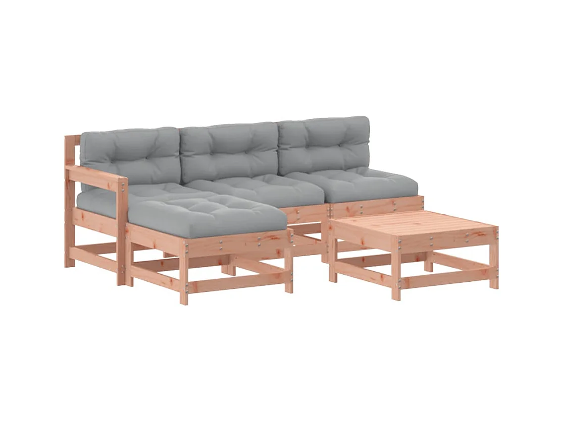 Salon de jardin 5 pcs avec coussins bois massif douglas BE90109