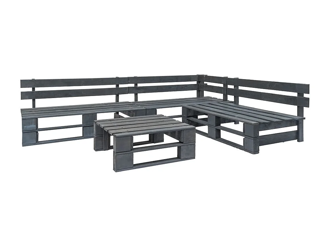 Salon de jardin palette 4 pcs Bois Gris BE65204