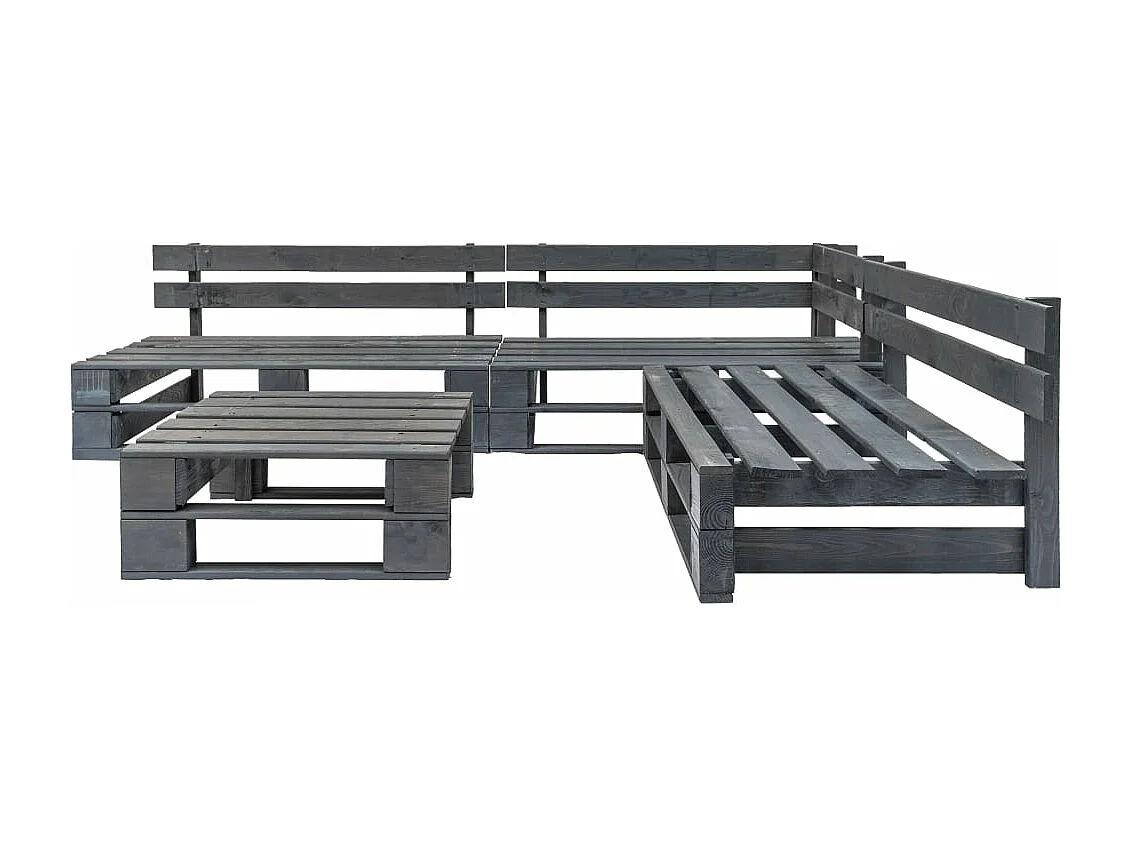 Salon de jardin palette 4 pcs Bois Gris BE65204
