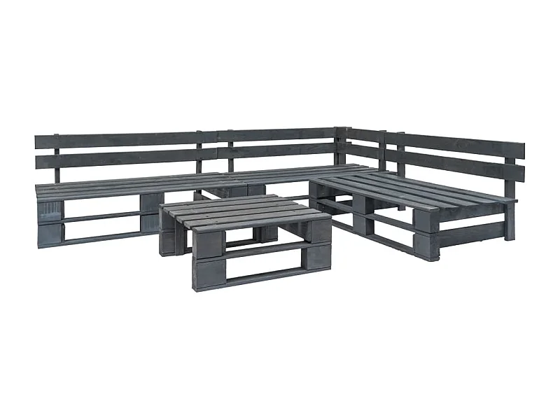 Salon de jardin palette 4 pcs Bois Gris BE65204