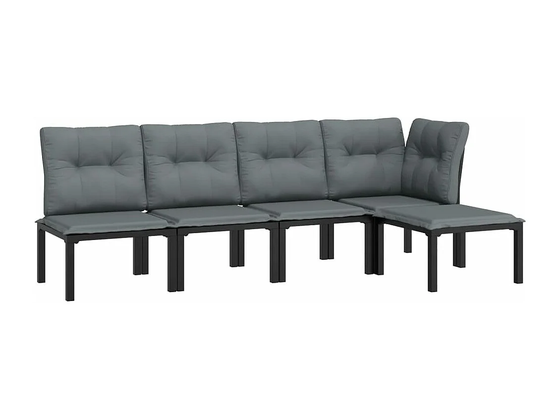 Salon de jardin 5 pcs noir et gris résine tressée BE81073