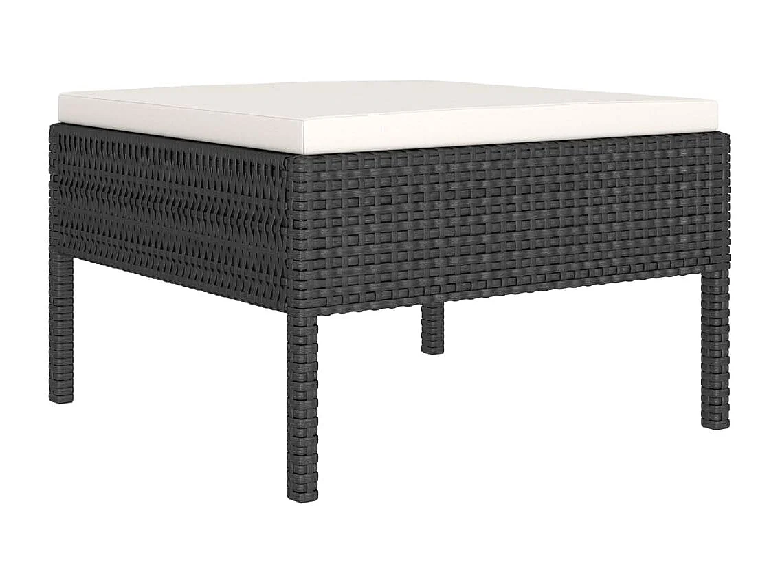 5-tlg. Garten-Sitzgruppe: Sofa + Tisch | Garten-Lounge-Set mit Auflagen Poly Rattan Schwarz -GKD857153