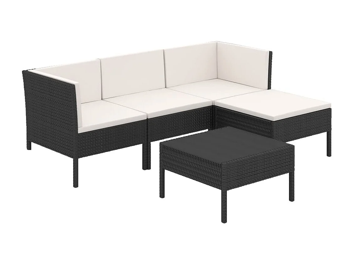 5-delige Loungeset met kussens poly rattan zwart NL29460