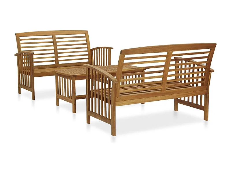 3 pzas Salón de jardín madera de acacia maciza ES42521
