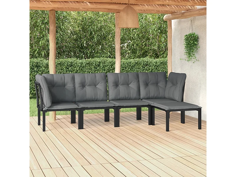 5-delige Loungeset poly rattan zwart en grijs NL83954