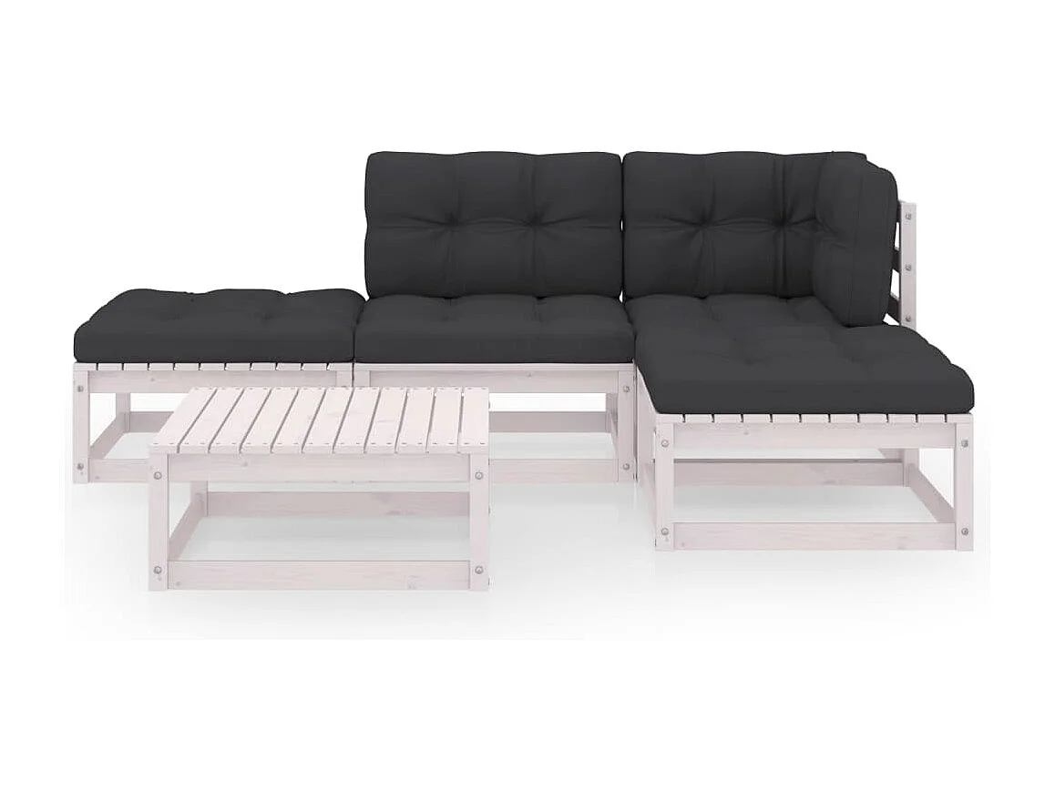 Salon de jardin 5 pcs avec coussins Bois de pin massif BE92808