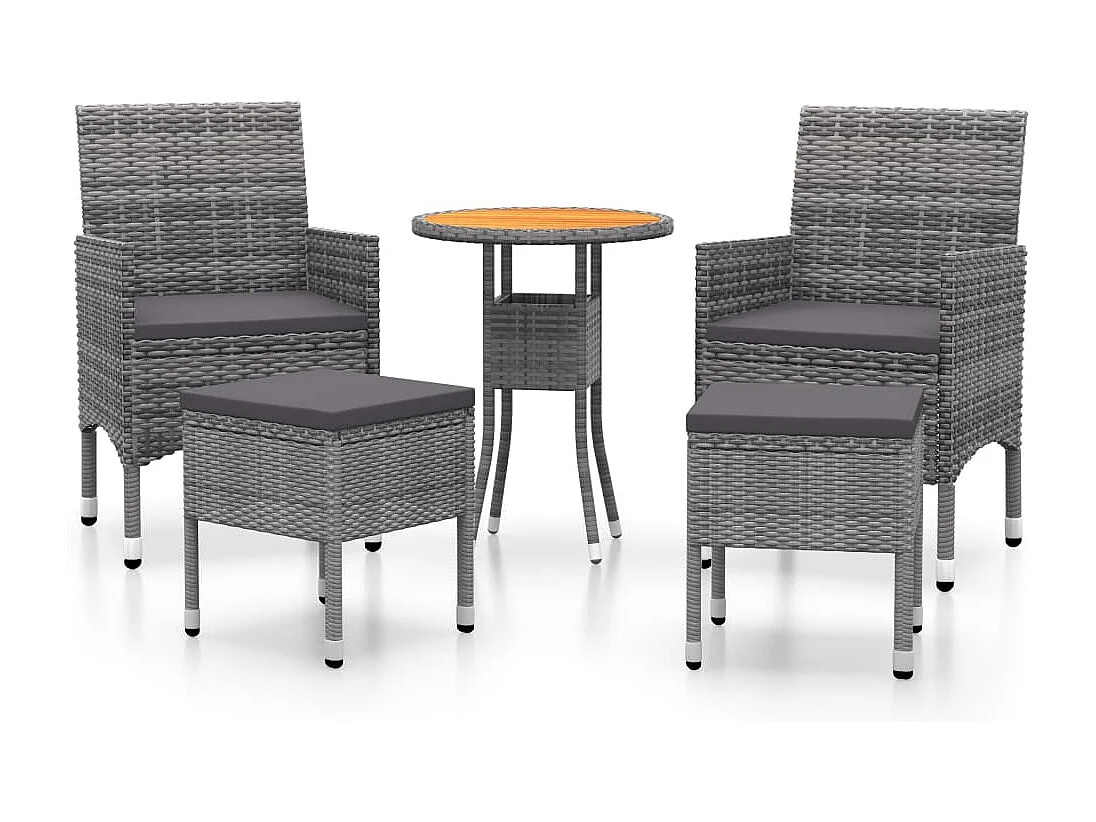 5-tlg. Garten-Sitzgruppe: Sofa + Tisch | Garten-Lounge-Set Poly Rattan Grau -GKD662849