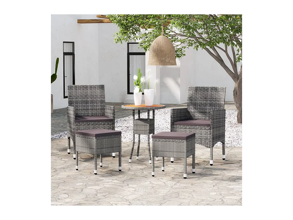 Salon de jardin 5 pcs Résine tressée Gris BE32119