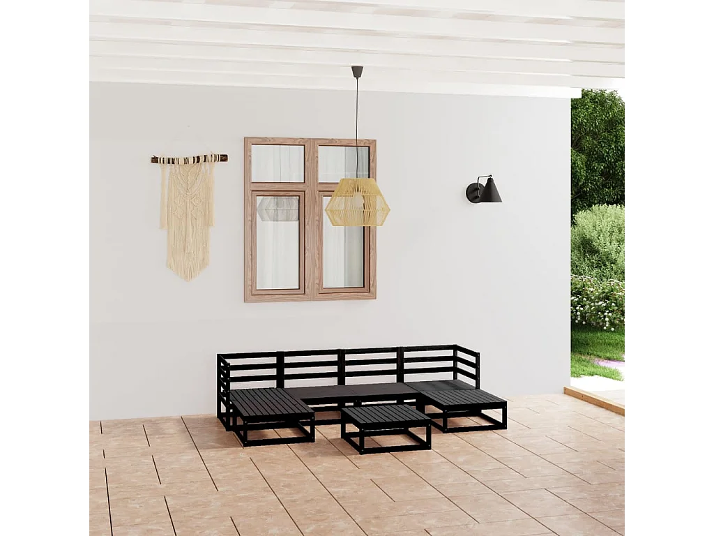 7-tlg. Garten-Sitzgruppe: Sofa + Tisch | Garten-Lounge-Set Massivholz Kiefer -GKD233624