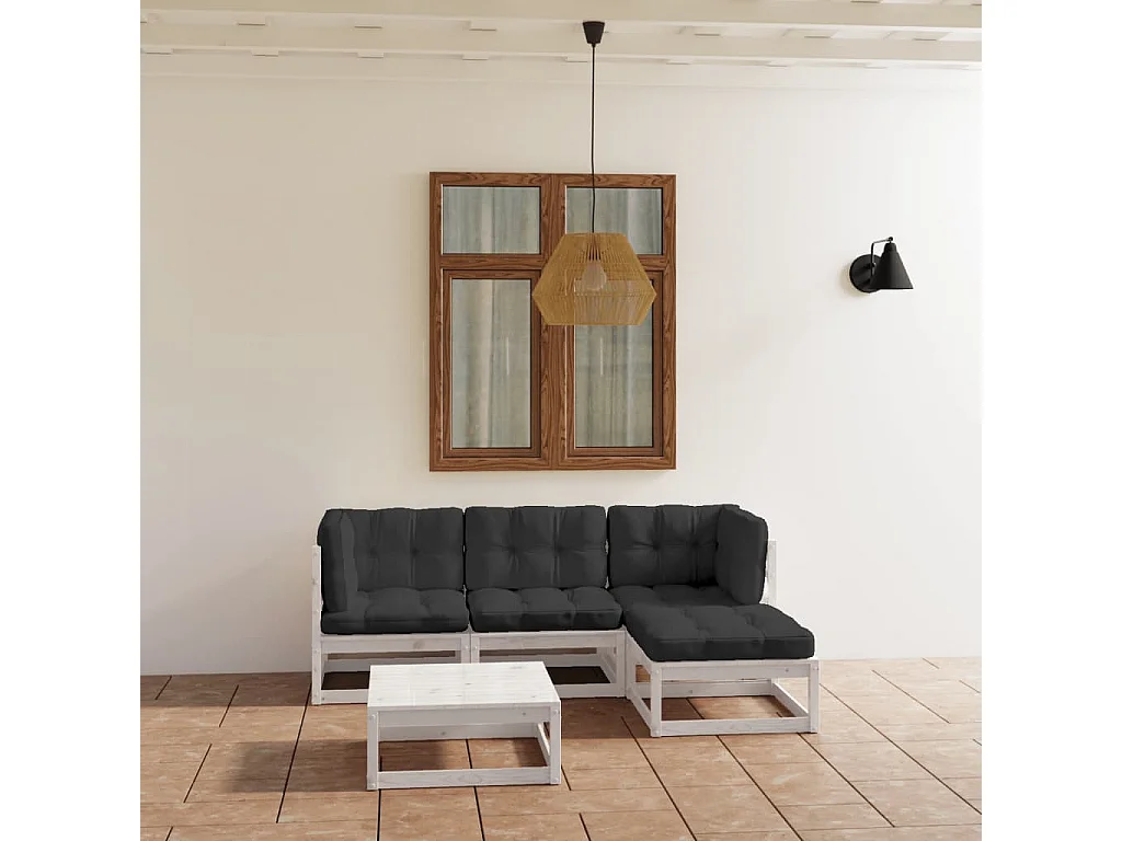 5-delige Loungeset met kussens massief grenenhout NL26811