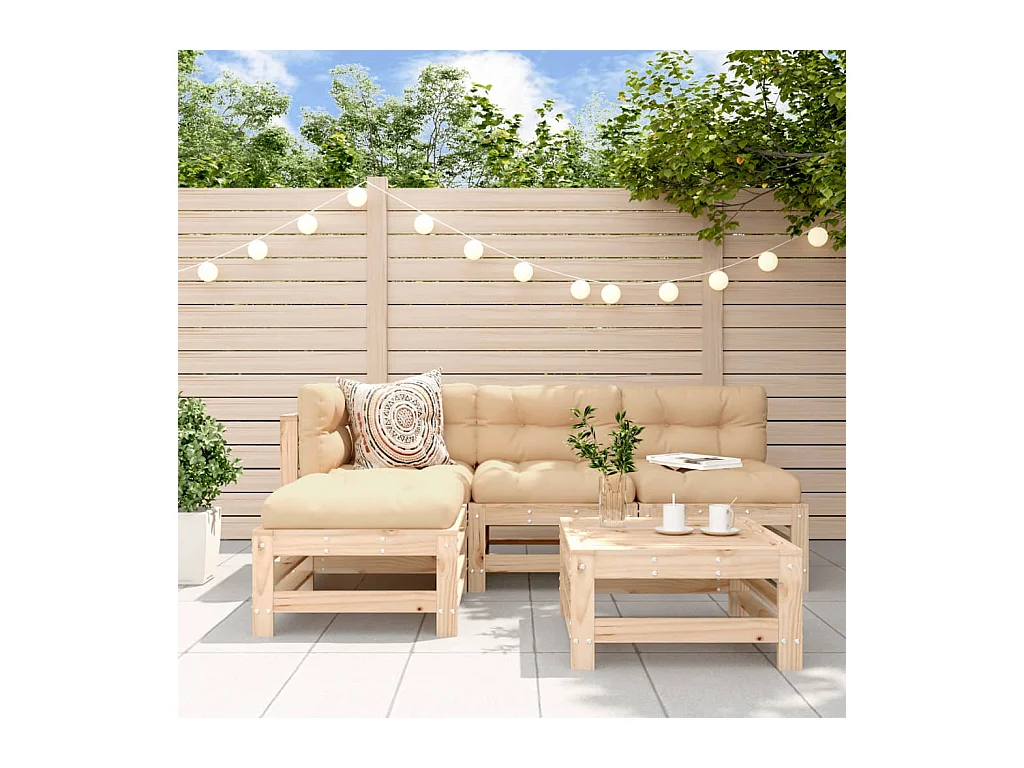 Salon de jardin 5 pcs avec coussins bois massif BE30222