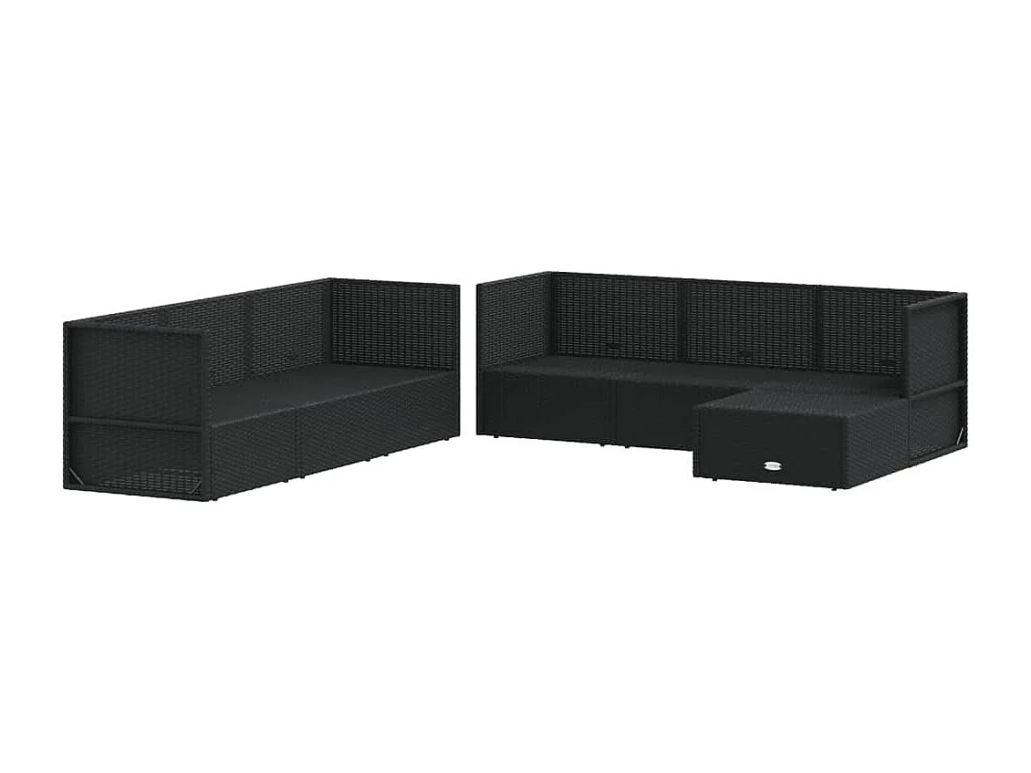 Salon de jardin 7 pcs avec coussins Noir Résine tressée BE34324