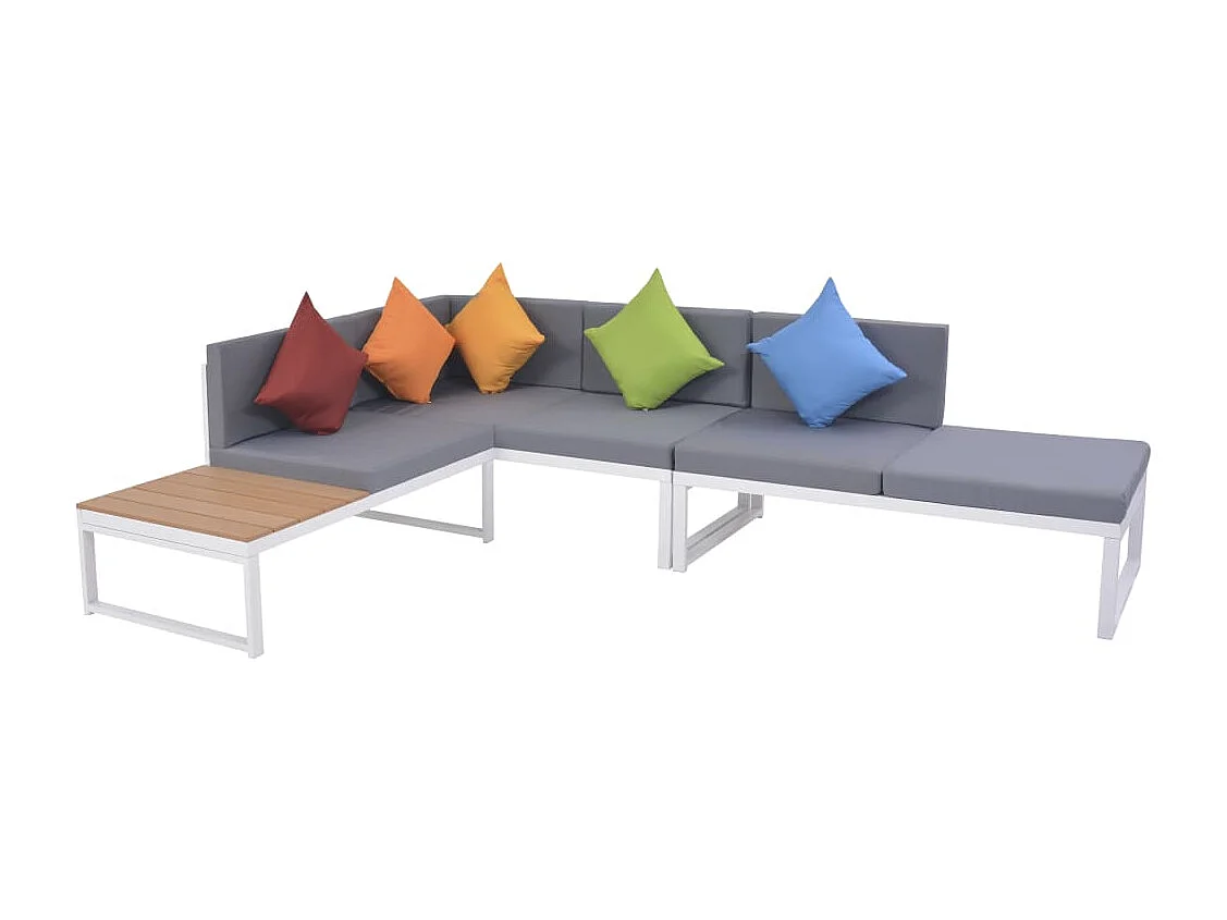 Salon de jardin 5 pcs avec coussins Aluminium et WPC BE62356
