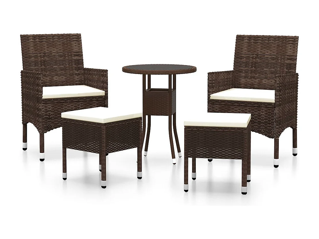 Salon de jardin 5 pcs Résine tressée Marron BE43780