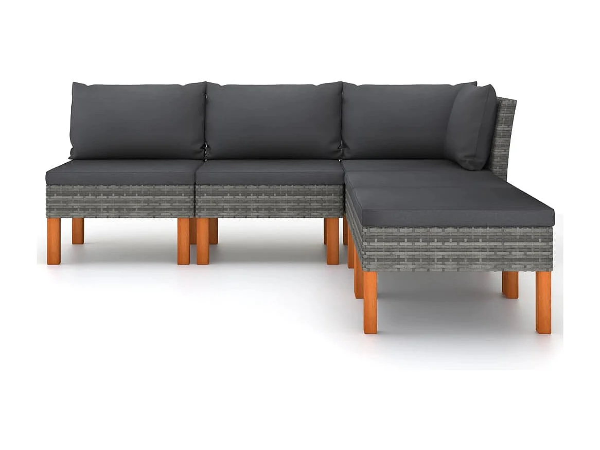 Salon de jardin 5 pcs avec coussins Résine tressée Gris BE45856