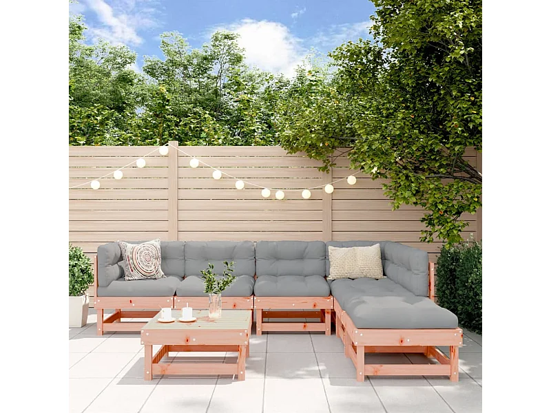 Salon de jardin 7 pcs avec coussins bois massif douglas SSG59778