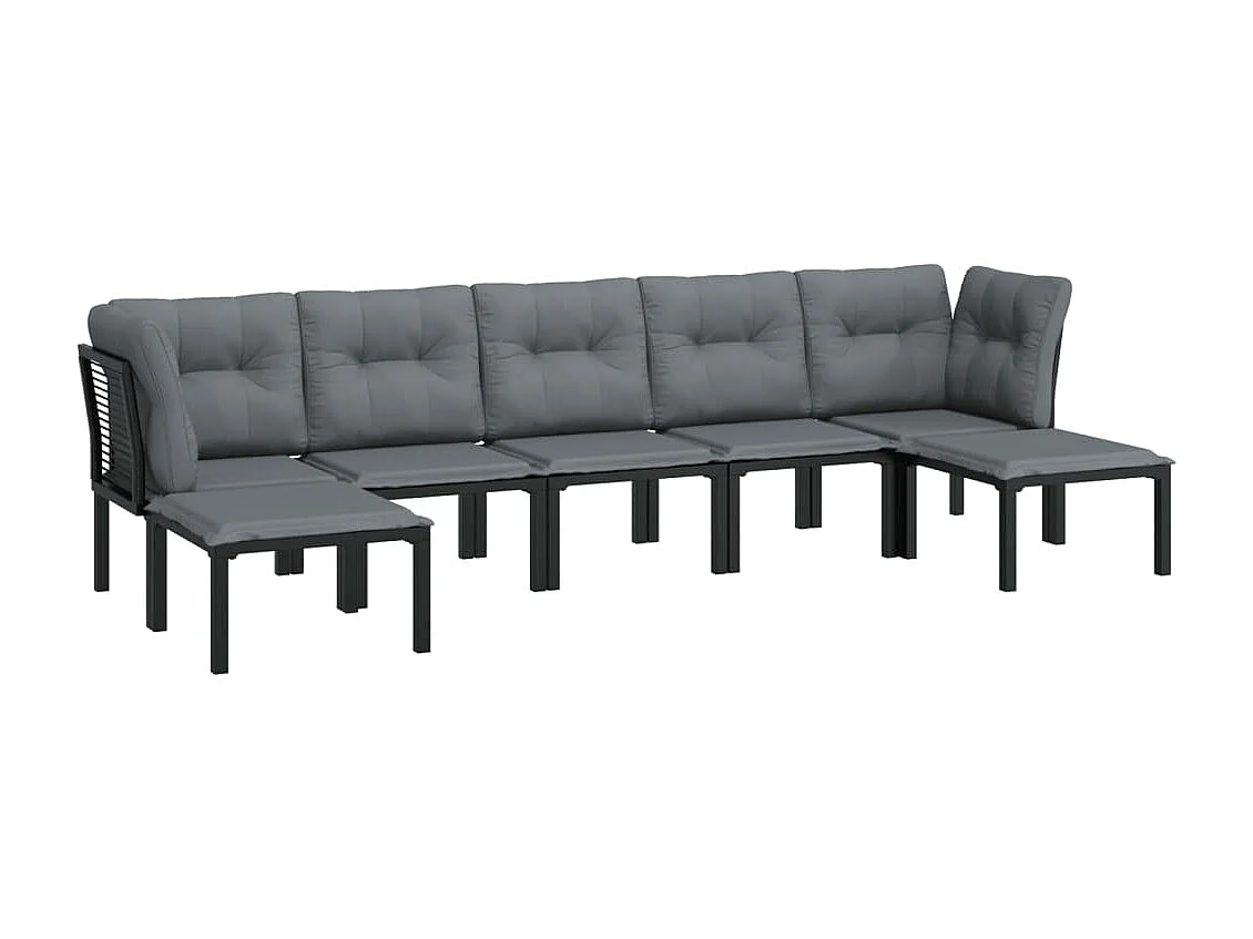 Salon de jardin 7 pcs noir et gris résine tressée BE25972