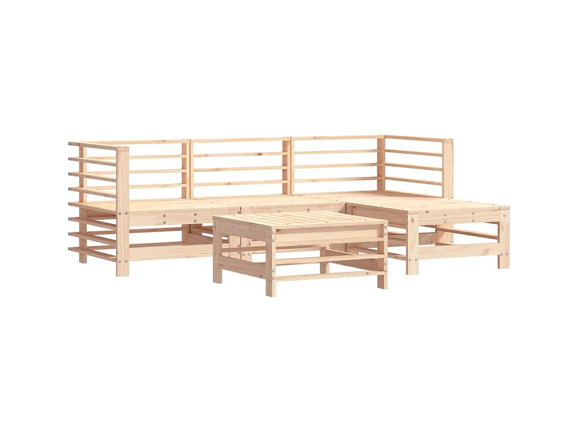 Salon de jardin 5 pcs avec coussins bois massif BE11466