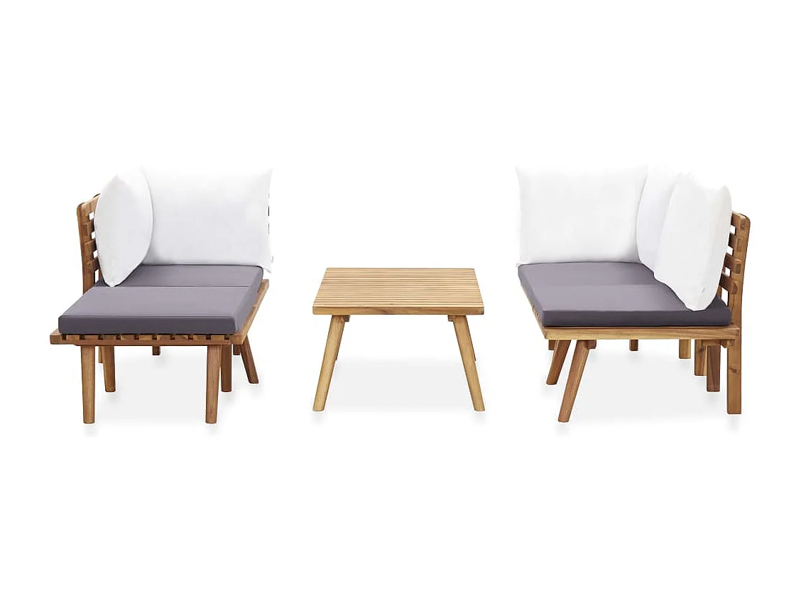 5-tlg. Garten-Sitzgruppe: Sofa + Tisch | Garten-Lounge-Set Massivholz Akazie -GKD816309