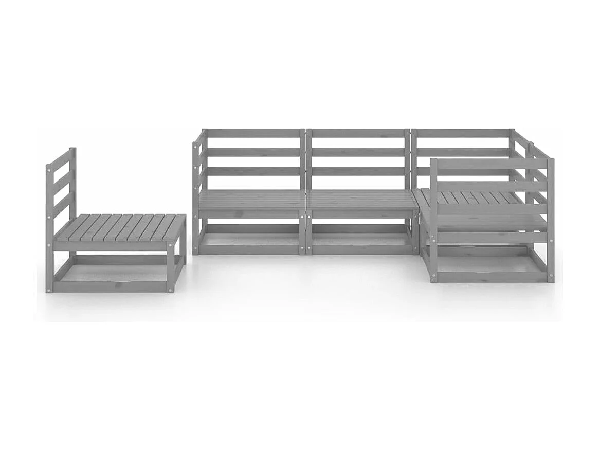 5 pcs conjunto lounge de jardim pinho maciço cinzento PT53619