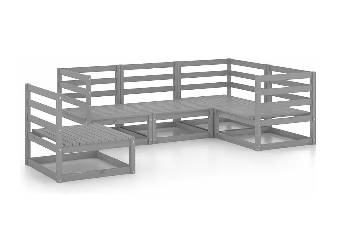 Salon de jardin 5 pcs gris bois de pin massif BE44650