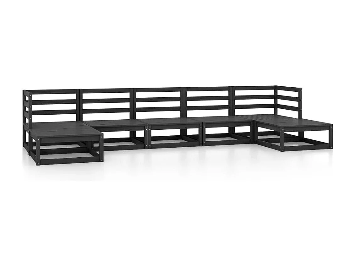 7-tlg. Garten-Sitzgruppe: Sofa + Tisch | Garten-Lounge-Set Massivholz Kiefer -GKD316618