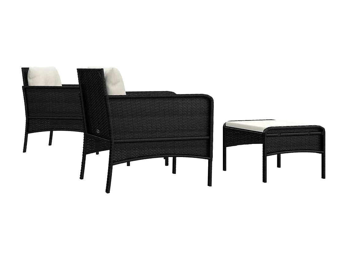 Salon de jardin 5 pcs avec coussins Noir Résine tressée BE88804