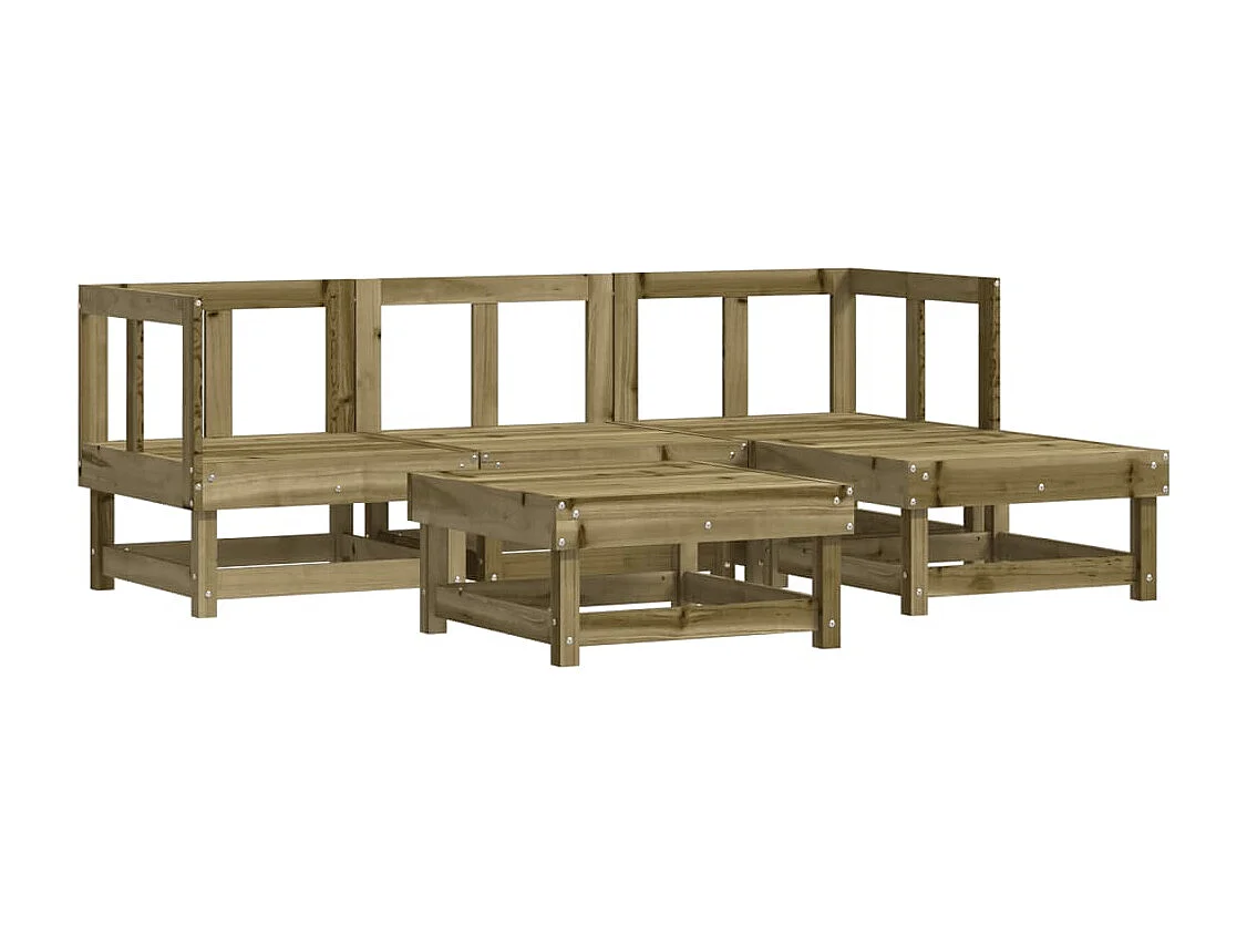 5-tlg. Garten-Sitzgruppe: Sofa + Tisch | Garten-Lounge-Set mit Kissen Imprägniertes Kiefernholz -GKD426303