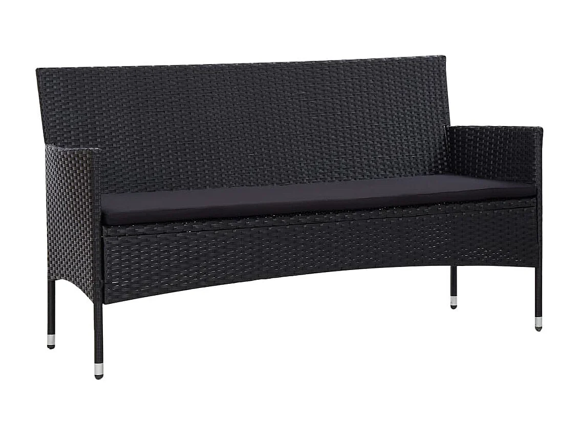 Salon de jardin 5 pcs avec coussins Résine tressée Noir BE89912