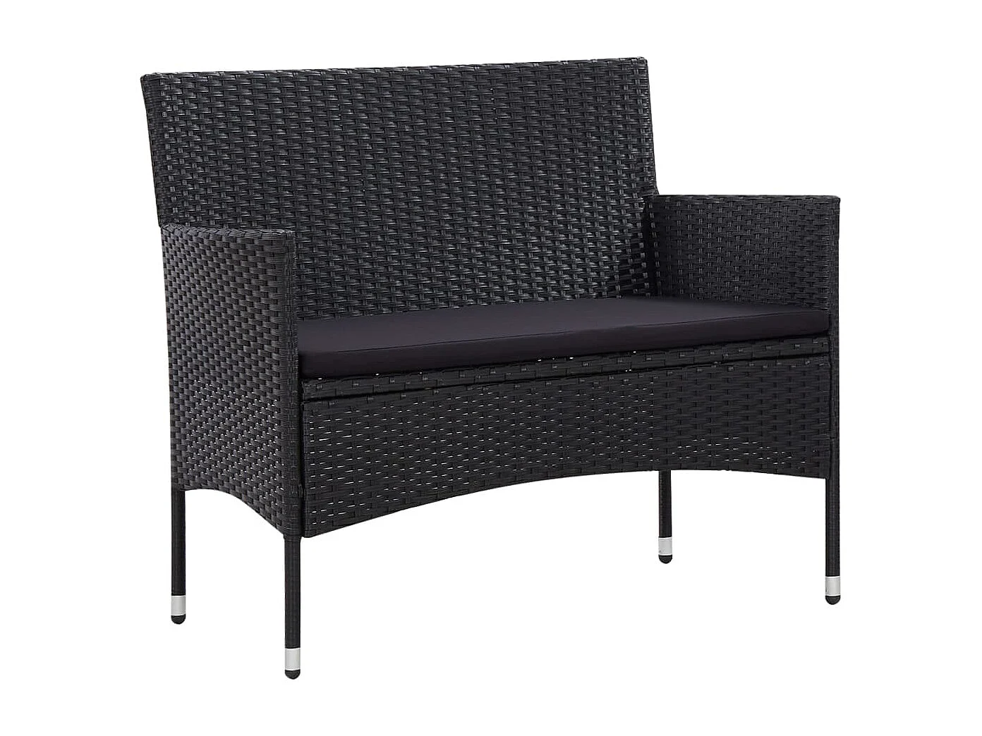 Salon de jardin 5 pcs avec coussins Résine tressée Noir BE89912
