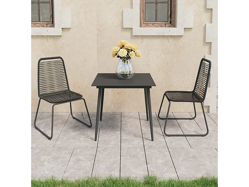 Salon de jardin 3 pcs Rotin PVC Noir BE64419