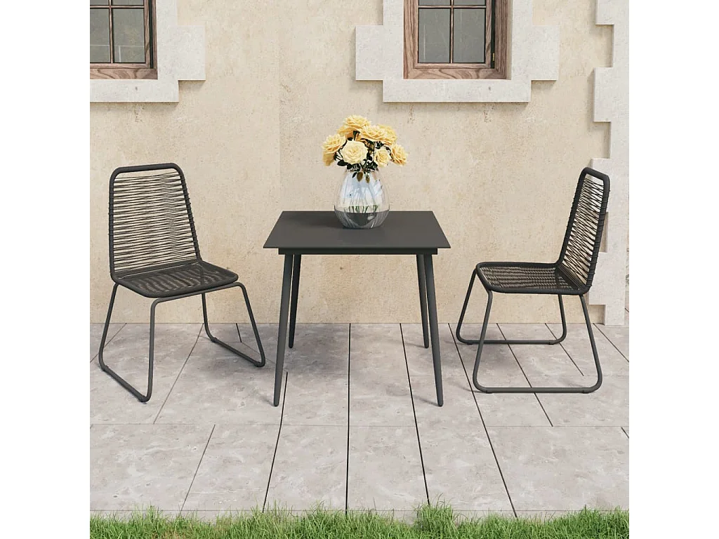 Salon de jardin 3 pcs Rotin PVC Noir BE64419