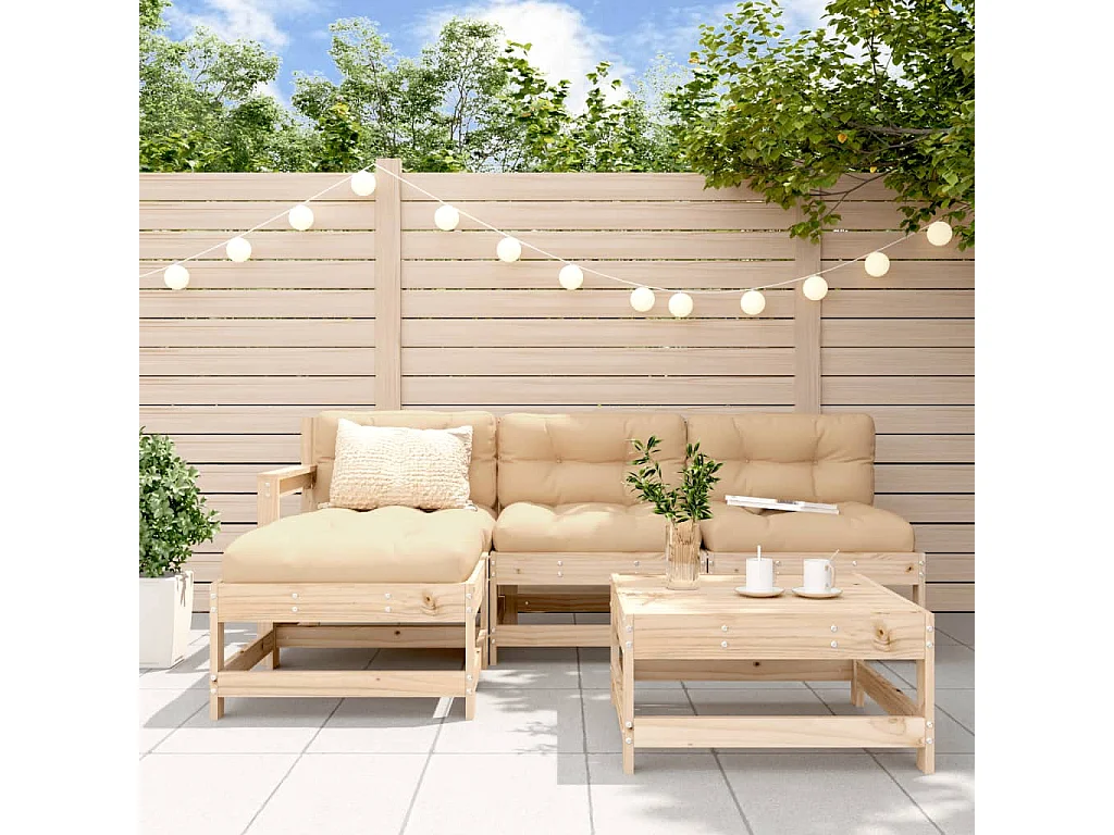 Salon de jardin 5 pcs bois massif de pin BE34366