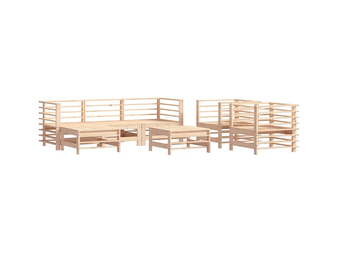 Salon de jardin 7 pcs Bois de pin massif BE11044
