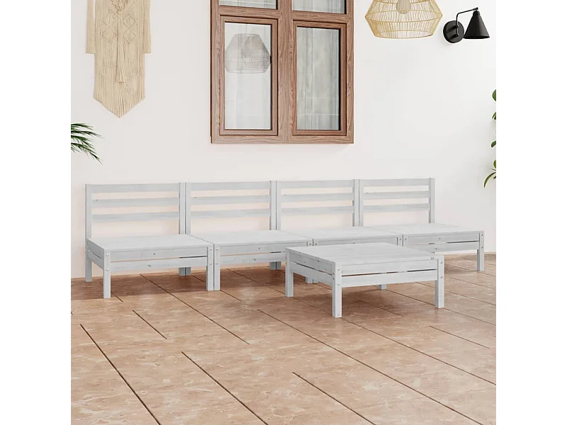 5-delige Loungeset massief grenenhout wit NL62086