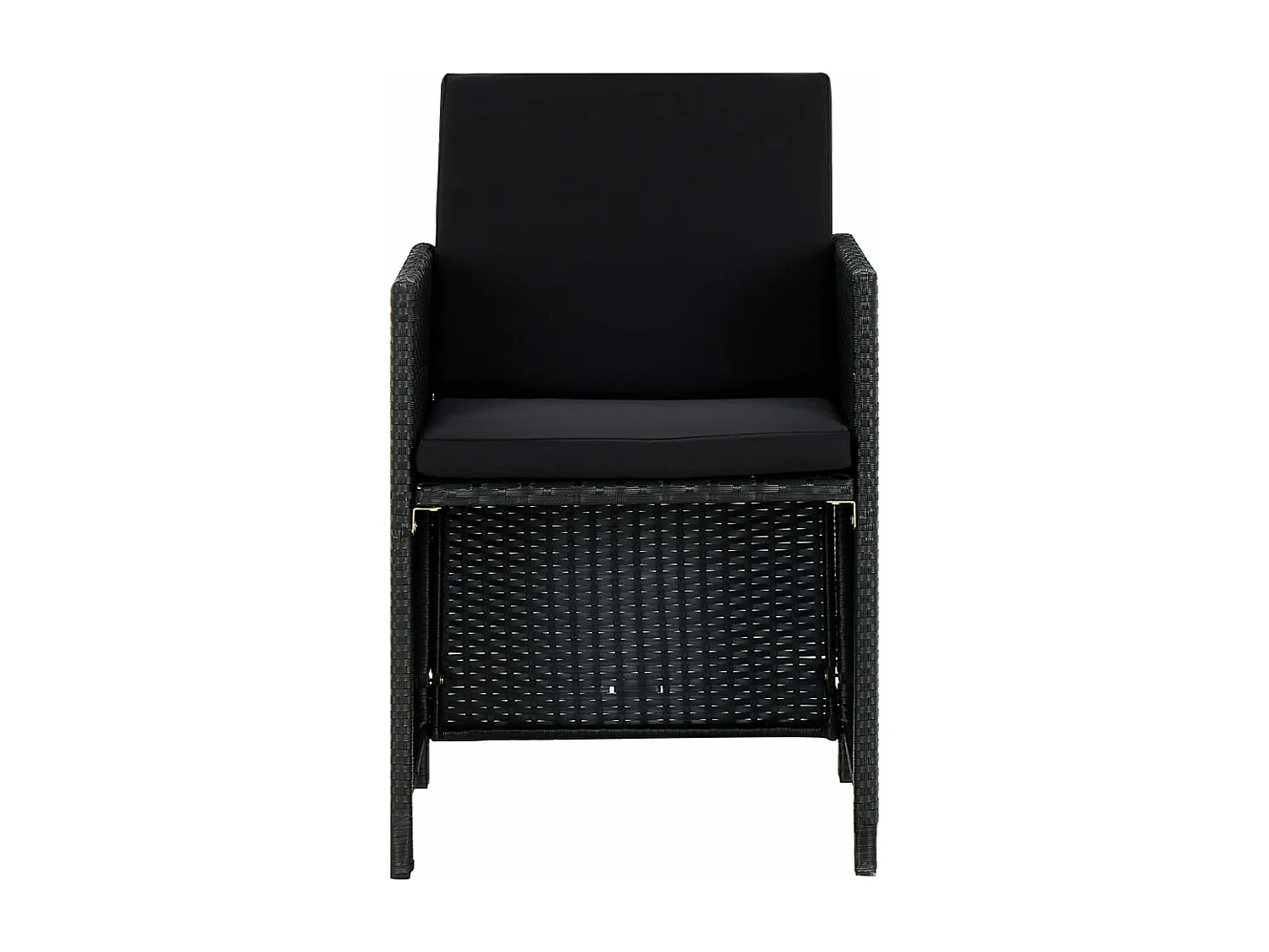 5-tlg. Garten-Essgruppe,Gartensitzgruppe mit Auflagen Poly Rattan Schwarz -gkd56204